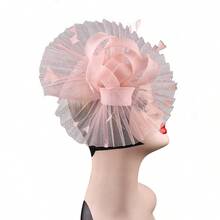 1pc Women Mother's Day Gift Mesh Pleated Fold Flower Fasciantor Hat Gorgeous Bride Fashion Cocktail Tea Party Headwear With Feather Flower Hair Accessories Halloween