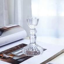 طقم قوائم الشموع الزجاجية البسيطة إما 2 أو 6 قطع مزودة بتصميم مخروطي- ديكور أنيق للأعراس والمهرجانات والمنازل، شفاف - شفاف - مشاهدة 3