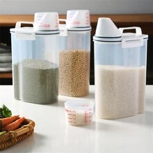 Pote com Copo Medidor Hermético Bico Dosador Cozinha Lavanderia Multiuso 2L - Transparente - Visão 5