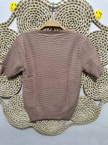 Women Knit Tops - 米色 - 查看 3