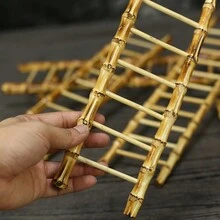 1入組竹根小竹梯階梯高裝飾梯子工藝品日本材料刺青裝飾小梯子杯托壽司裝飾 - 黃色 - 查看 4
