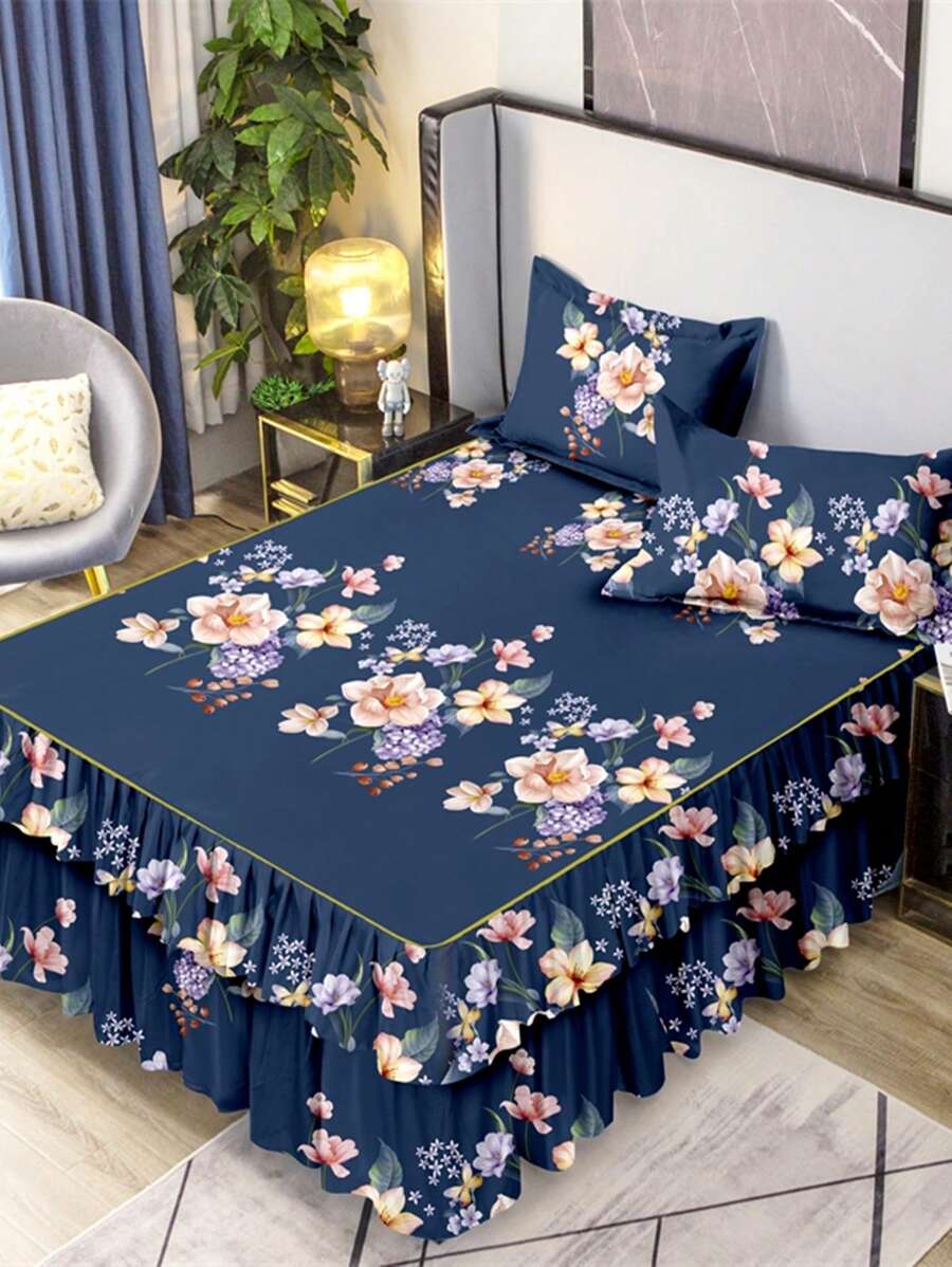 One Modern Style Bed Skirt Made Of Home Textile Bedding, Anti-Fade, Anti-Pilling, Not Shrinking, Thickened Fluff, Skin-Friendly, Soft, Machine Washable, Available In Multiple Colors, With Active Printing.