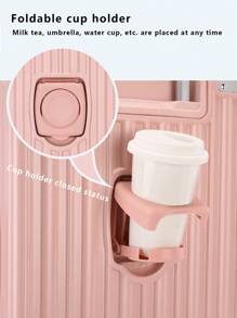 A 20-Inch Pink Luggage With Hooks And A Water Cup Holder And Spinner Wheels Is Suitable For Business Trips, School And Travel. Durable Suitcase Carry On Suitcase Hand Luggage Travel Trip Holiday Honeymoon Vacation Study Abroad Holiday Essentials Travel Accessories Ideal Choice For Gifts Men Women Boys Girls Student Couple Graduation Bag For School School Accessories School Stuff - Pink - View 5