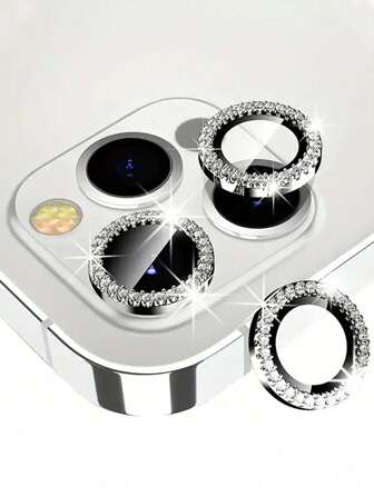 Rhinestone Camera Lens Protector Film Set For Phone 12/12 Mini/12 Pro/12 Pro Max,Phone 13/13 Mini/13 Pro/13 Pro Max,Phone 11/11 Pro/11 Pro Max,Phone 14/14 Puls/14 Pro/14 Pro Max,Phone 15/15 Puls/15 Pro/15 Pro Max, Inlaid Imitation Diamond Decorated Camera Cover Tempered Glass Protecting Cover, Colorful Imitation Diamond