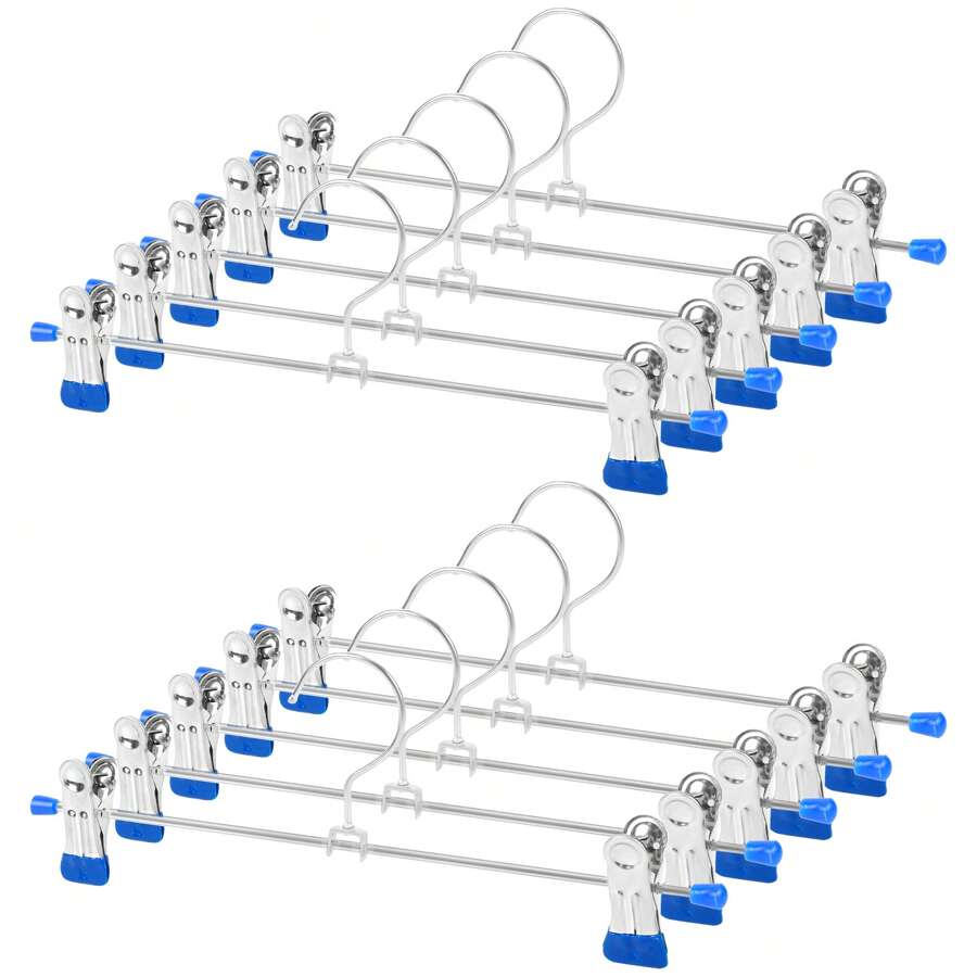 5/10/20Pcs Pants Hangers Skirt Hangers With Clips Hangers For Pants Metal Hangers Clothes Hanger Trouser Hanger (Blue) - Blue - View 1