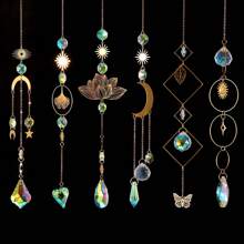 Sun Catchers,6Pieces Colorful Crystals Suncatcher Hanging For Window Crystal Ball Prism Rainbow Maker Pendants For Garden Christmas Tree Wedding Party Patio Backyard Car Home Indoor Outdoor Decoration - 6 Pieces Golden Lotus Ginkgo - View 3