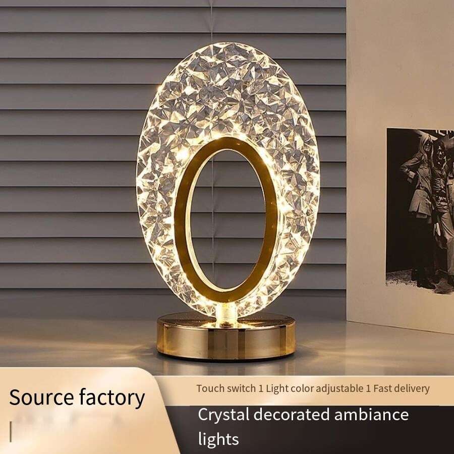 1入組水晶桌燈床頭燈3色可充電護眼夜燈浪漫禮物氛圍燈家居臥室無極調光寫字燈 - 跑道(升級款無極調光) - 查看 1