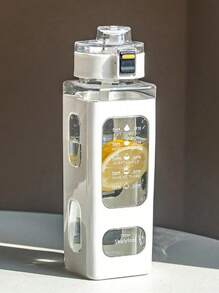 1pc 700ml Sports Water Bottle, Portable Straw Cup - White - View 7