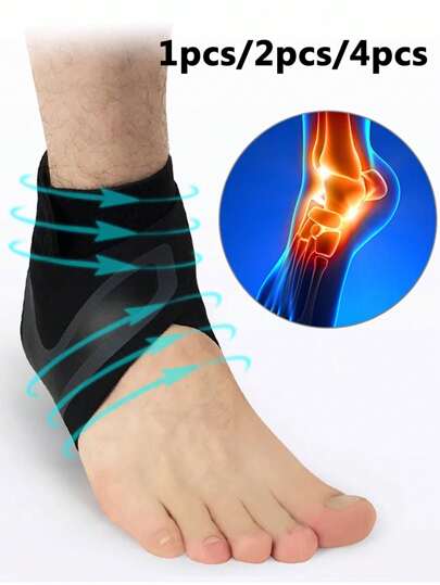 1/2/4pcs Ankle Support Wrap For Men & Women, Breathable & Adjustable For Basketball, Running, Sports Protection & Recovery From Sprains & TwistsFor Outdoor,Sport,Travel,Household,Office,School