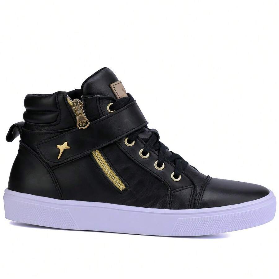 Black Sneaker Boot Side Zipper Workouts Walks Light And Comfortable - màu đen - Xem 1