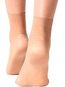 Bộ Của 10 Của phụ nữ Đen Có màu sắc Độ co giãn Cao Trong suốt Nylon Vớ Với Giữa bắp chân Chiều dài ; Hoàn hảo Đối với Mặc In Mùa hè Và Đối với Thông thường hàng ngày Với A Chạm Của - Màu be - Xem 3