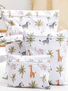3 stuks Giraffe & Bloemenpatroon Babyluier Nat/Droog Tas Voor Kinderwagen & Luiertas, Draagbare Moedertas Babyshower Familie Decoraties Geschenken