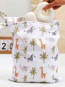 3 stuks Giraffe & Bloemenpatroon Babyluier Nat/Droog Tas Voor Kinderwagen & Luiertas, Draagbare Moedertas Babyshower Familie Decoraties Geschenken
