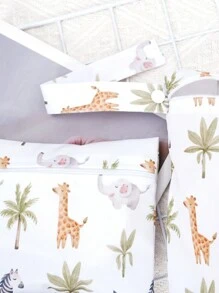 3 stuks Giraffe & Bloemenpatroon Babyluier Nat/Droog Tas Voor Kinderwagen & Luiertas, Draagbare Moedertas Babyshower Familie Decoraties Geschenken
