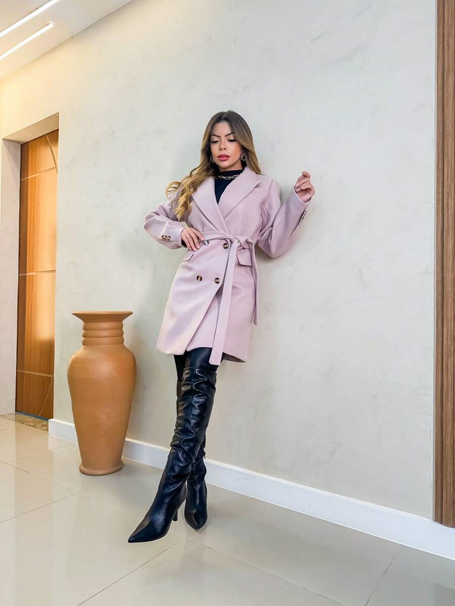 Women Overcoats - 粉色 - 查看 1