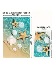 2pcs 400gsm Thick Super Soft Microfiber Starfish & Shell Printed Modern Minimalist Design Water-Absorbing Non-Shedding 17.7"X27.6" Rectangular Towels, Versatile For Kitchen, Bathroom, Living Room, Bedroom, Great Gift For Parents And Friends