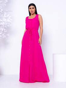 Vestido Social Feminino Longo Confortável Festas Casamento Perfeito - Rosa - Visão 4