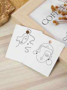 50pcs 4.8x6.2cm Jewelry Packaging Card, Copper Paper, Color Print, Minimalist Line Jewelry Display Card, Tag Back To School Valentine Day