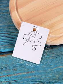 50pcs 4.8x6.2cm Jewelry Packaging Card, Copper Paper, Color Print, Minimalist Line Jewelry Display Card, Tag Back To School Valentine Day