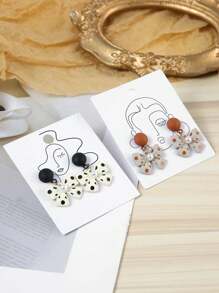 50pcs 4.8x6.2cm Jewelry Packaging Card, Copper Paper, Color Print, Minimalist Line Jewelry Display Card, Tag Back To School Valentine Day