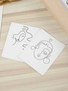 50pcs 4.8x6.2cm Jewelry Packaging Card, Copper Paper, Color Print, Minimalist Line Jewelry Display Card, Tag Back To School Valentine Day