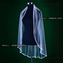 Strass-Schleier mit Kristallkante, einlagiger Brautschleier mit Kamm Weiß/Für Freundin Hochzeitsaccessoires