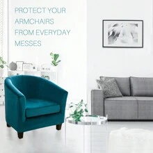 2Pcs/Set Stretch Tub Chair Covers Club Velvet Armchair Slipcovers For Dining Home Living Room Club Bar Chair Slipcovers - Teal Blue - View 8