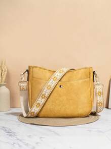 Bolso tipo cubo retro para mujeres, bolso cruzado con correa, bolso hobo con correa de guitarra y correas de bolso bordadas anchas para mujeres, ¡perfecto para bolsos cruzados, bolsas de gimnasio, bolsas y más!