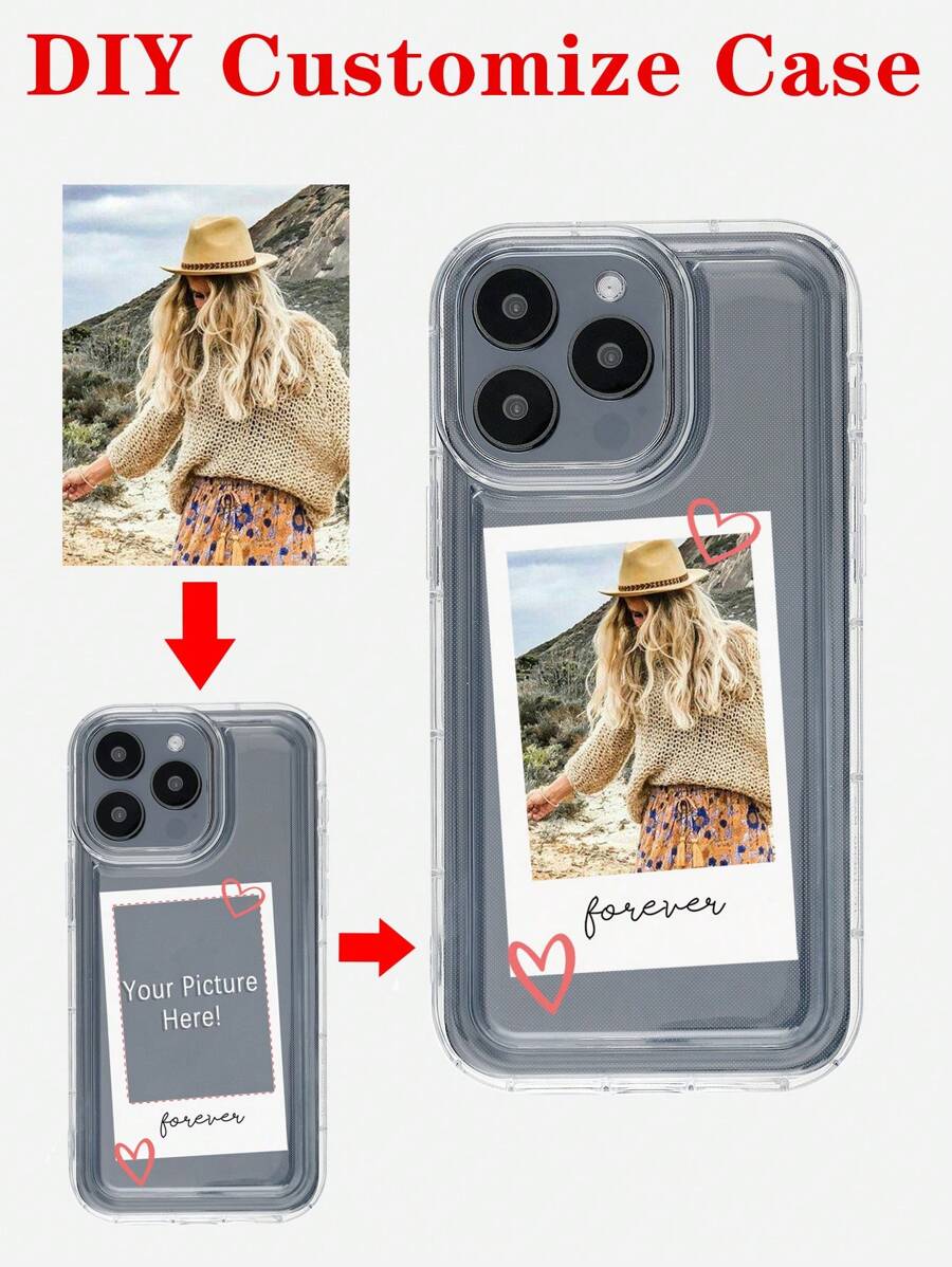 可定制个性化相框，情侣/朋友/宠物/宝宝照片，香槟色电镀防震手机壳，兼容 11/12/13/14/15 Pro Max、Android A16、A55、S25、S24、S23、S22、S21、S20，定制手机壳，时尚秋季，潮流，多彩，复古，可爱，简约，趣味，定制，个性化，独特，专属定制，送给他的理想礼物，送给她的理想礼物，送给男朋友，女朋友，家人，朋友，祖父母，情侣，周年纪念日，生日 - 無色 - 查看 1