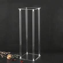 1pc Square Acrylic Flower Stand, Clear Column Vase Stand - Geometric Centerpiece For Wedding, Tabletop Flower Stand, Home Gathering, Wedding Party Decor, Wedding Stage Decoration For Silk Flower Art, Home Decor Flower Stand
