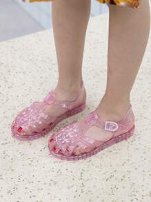 儿童凉鞋，宝宝沙滩鞋，夏季女童平底公主鞋，水晶果冻凉鞋