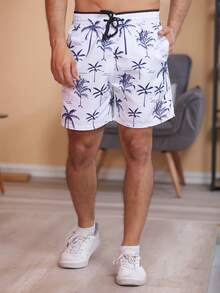Men Beach Shorts - Navy Blue - View 3