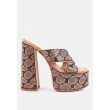 Sinful High Platform Patterned Diamante Slides By RUW - Gold - View 2