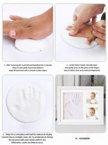 Kit per impronte dei piedini del neonato, kit per impronte di mani e piedi del neonato, cornice portafoto per ricordi del neonato, cornici per immagini per la nursery, kit stampo per impronte delle mani, regali per neomamma, articoli essenziali per neonati, regali per festa di nascità in bianco