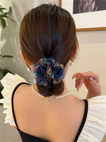 1件装女士春季新款花卉欧根纱蝴蝶结发圈蝴蝶结马尾辫发绳弹性发圈发髻发圈发饰情人节马尾辫发圈，发圈美容家居卧室装饰发绳橡皮筋，节日，派对 - 彩色 - 查看 10