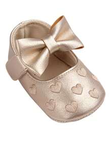 Golden Infant Shoes Embroidered Heart Infant Girl Shoes Soft Sole Toddler First Walkers Spring