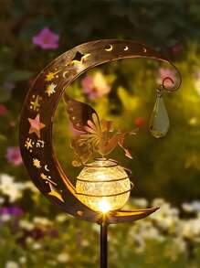 2/1 Feenhafte Solar Bodenleuchte Mond Hinterhof Dekoration Terrasse Kunstdekoration Outdoor Engel Garten Geschenkdekoration Outdoor Rasen Ornament Sprungglaskugel Terrassen Landschaftsweg Herbstdekoration Hausdekoration Outdoor Dekoration - Verschiedenfarbig - Übersicht 4