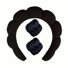 3Pcs/16pc/Set Spa Headband & Wristbands Set For Face Washing, Makeup And Skincare Headbands And Wristbands, Puffy Makeup Headbands For Face Washing, Mask, Skin Treatment, Hairdressing Accessories, Fluffy Cloud Shaped Head Band, Non Slip Head Hoop, Elastic Water Absorbent Wrist Towel, Suitable For Face Washing Skincare Make Up Spa Travel Essentials - Multicolor - View 22