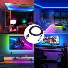 NBBUFF Led Lights For Bedroom 3ft-65ft, Button Control, Plug And Play, Can Adjust Color, Can Be Cut, Very Easy To Install, Suitable For Festival Atmosphere Lights, TV Background Lights, Party Atmosphere Lights, Home Decoration Lights, Fun Lights, Children's Room Decoration - Multicolor - View 6