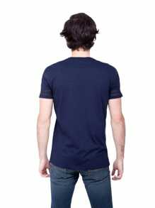 Playera Cuello Redondo Manga Corta Ligera Transpirable - Azul Marino - Ver 4