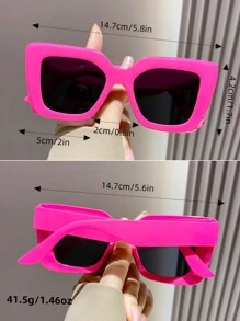 Vintage Square Oversized Thick Frame Sunglasses For Women, Plastic Retro Classic Decorative UV Protection Eyewear, Ideal For Outdoor Travel, Beach Vacations Sunglasses Beach Sun Glasses Beach Accessories For Women Sun Glasses Sunglasses Shades Basics And Suit For Sweater Jeans Sweatpants Hoodie Jackets Dress And Long Sleeve Shirt Fashionable Shade Elegant Outfit Family Outings Travel Vacation Holiday For Summer Beach Vacation,Outdoor,Travel - 粉色 - 查看 4