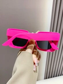 Vintage Square Oversized Thick Frame Sunglasses For Women, Plastic Retro Classic Decorative UV Protection Eyewear, Ideal For Outdoor Travel, Beach Vacations Sunglasses Beach Sun Glasses Beach Accessories For Women Sun Glasses Sunglasses Shades Basics And Suit For Sweater Jeans Sweatpants Hoodie Jackets Dress And Long Sleeve Shirt Fashionable Shade Elegant Outfit Family Outings Travel Vacation Holiday For Summer Beach Vacation,Outdoor,Travel - 粉色 - 查看 3