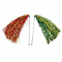 2pcs Christmas-Themed Rain-Silk Cat Teaser In Red, Green And Gold Colors, Interactive Cat Toy, Cat Christmas Gift, 1pc Red And 1pc Green Included In A Package. - Multicolor - View 2