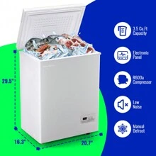 WANAI DEMULLER Deep Freezer Chest 3.5 Cubic Feet Freezers With Temperature Display Panel Mini Freezer With Removable Basket Suitable For Apartment Garage Dorm BLACK - 白色 - 查看 6