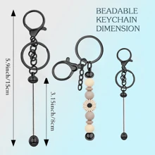 5入組/鑰匙扣棒珠金屬吊墜DIY手工珠寶製作用品男女情人節禮物