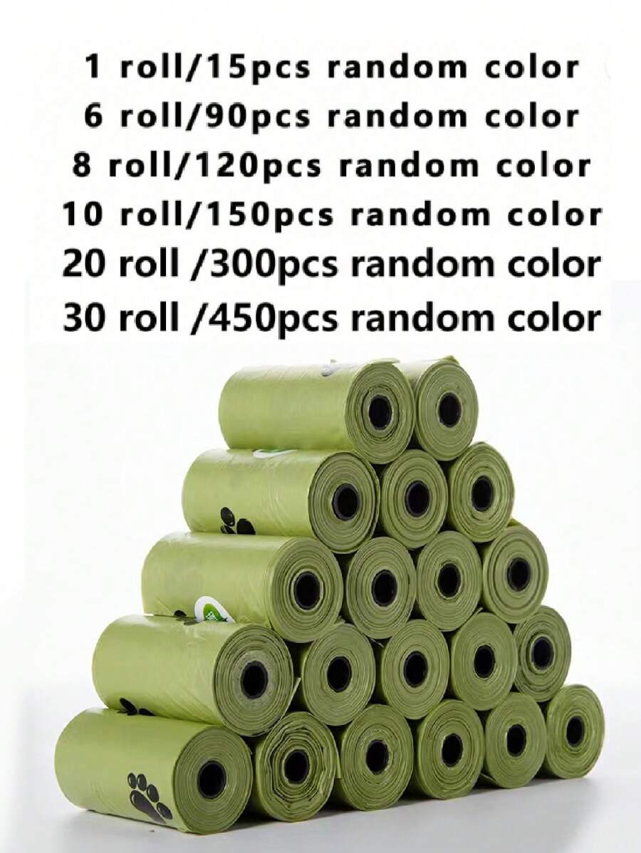 1/6/8/10/20/30/40/50 Rolls Anti-Leakage Pet Waste Bags - Thick & Durable, Effectively Controls Odor, Suitable For Sanitation, Food And Pet Cleaning - Army Green - View 1