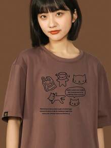 Women T-Shirts - 棕色 - 查看 1