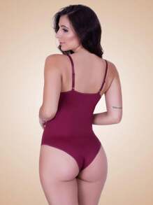 Women Shapewear Bodysuits - 酒紅色 - 查看 2