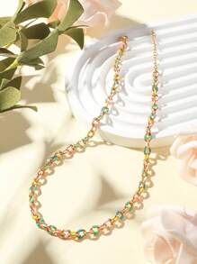 Mehrere Stücke ins-Stil Titanstahl Emaille Tropföl farbenfrohe Premium Halskette, individualistischer minimalistischer Hip-Hop-Schlüsselbein-Ketten-Set