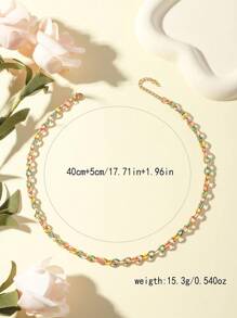 Mehrere Stücke ins-Stil Titanstahl Emaille Tropföl farbenfrohe Premium Halskette, individualistischer minimalistischer Hip-Hop-Schlüsselbein-Ketten-Set